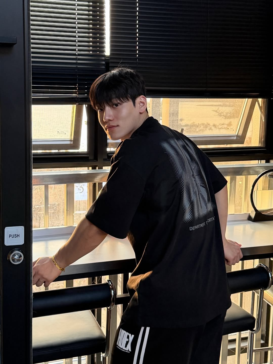 Photo shared by 임득균 on February 16, 2026 tagging @hdex__official. May be an image of sportswear, sweatpants and text.