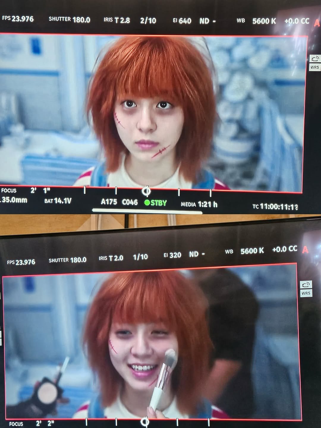 Photo shared by 박지후 on November 19, 2025 tagging @tving.official, and @spiritfingers_official. May be an image of ‎one or more people, bangs, braids, top and ‎text that says '‎FPS FPS23.976 SHUTTER 180.0 IRIS T2.8 2/10 El E640 ND WB 5600 K +0.0 cc อ้า WRS 2 FOCUS 35.0mm 1" BAT14.1V BAT A175 C046 STBY MEDIA 1:21 h TC11:00:11:12 1:12 TC 1:00:1 FPS 23.976 SHUTTER 180.0 IRIS T 2.0 1/10 El 320 ND WB 5600 K +0.0 CC قيم WRS FOCUS‎'‎‎.