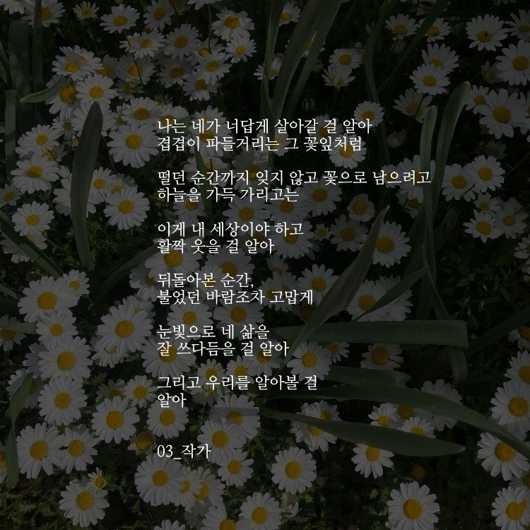 03_writer_sh 게시물 이미지: 이게 내 세상이야.
#글 #감성 #삶 #자신감 #사랑