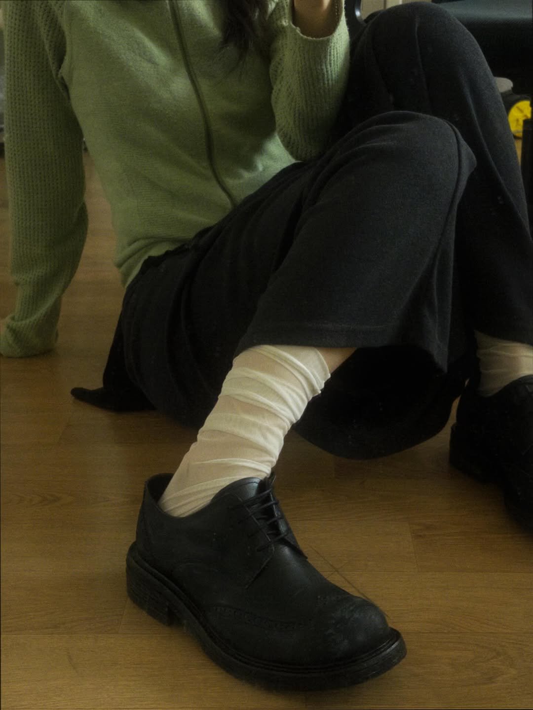 Photo shared by kimyoung on January 28, 2026 tagging @negativethree_official, and @wellbeing_express. May be an image of wingtip shoes, sock, bandage, boots and text.