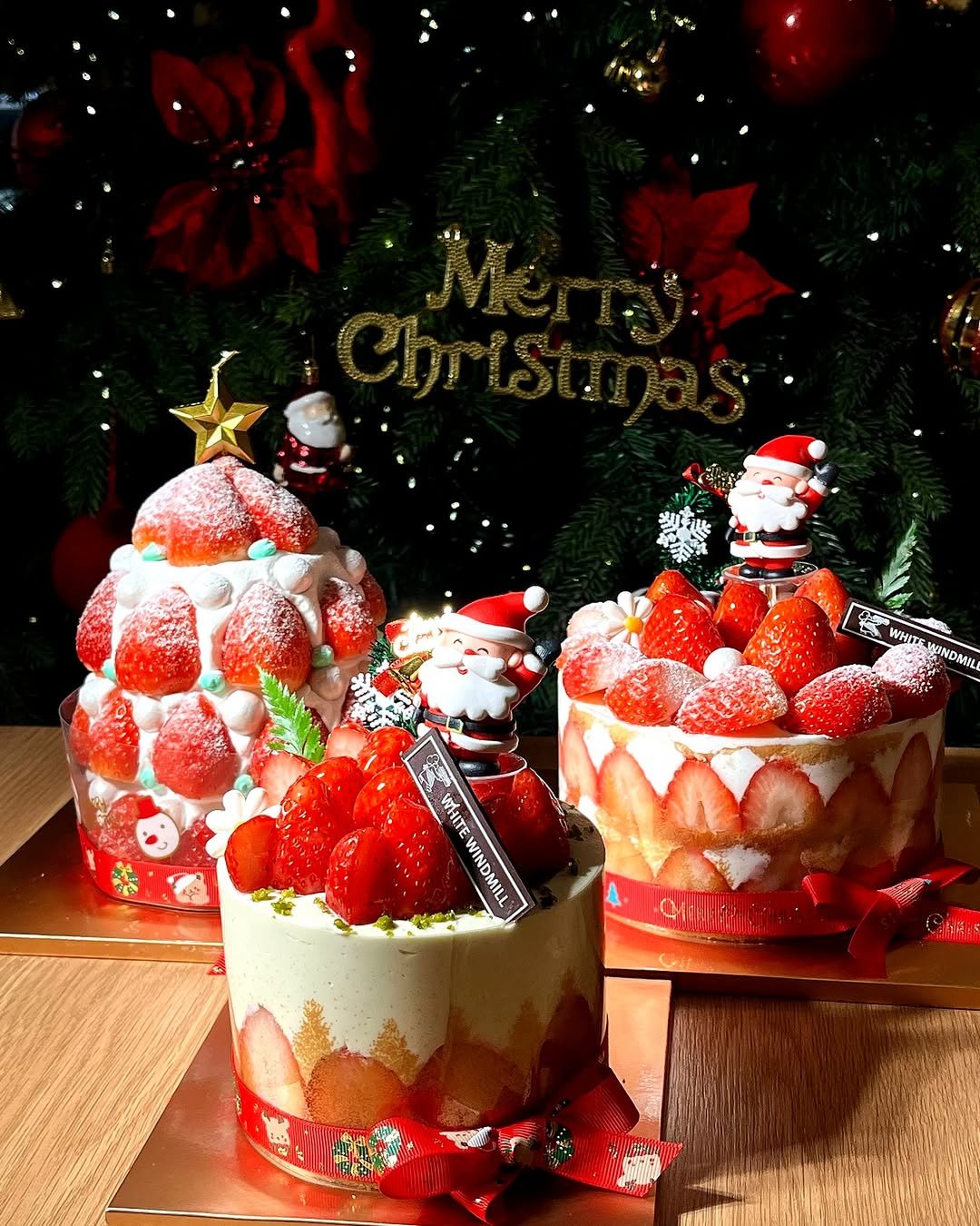Photo by 하얀풍차제과점 | 천연발효종 베이커리 | 딸기케이크 크리스마스케이크 케이크맛집 화이트롤 on December 10, 2025. May be an image of cake, strawberry, whipped cream, fruitcake and text.