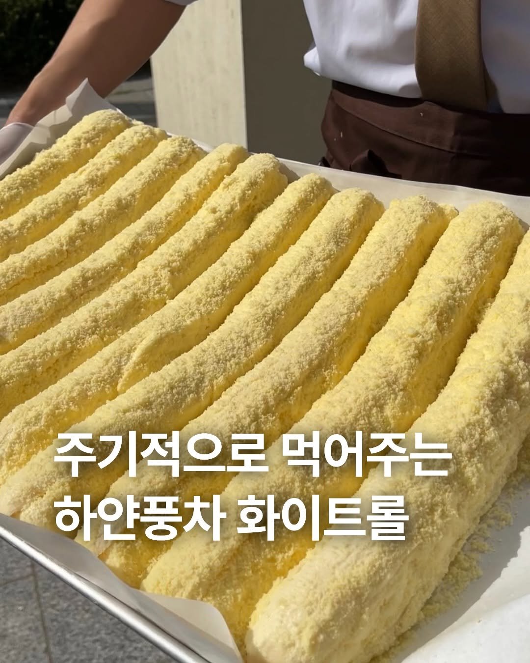 Photo by 하얀풍차제과점 | 천연발효종 베이커리 | 딸기케이크 크리스마스케이크 케이크맛집 화이트롤 on March 23, 2026. May be an image of chiffon cake, baguette, breadstick and text that says '주기적으로 먹어주는 하얀풍차 하얀풍차화이트롤 화이트롤'.