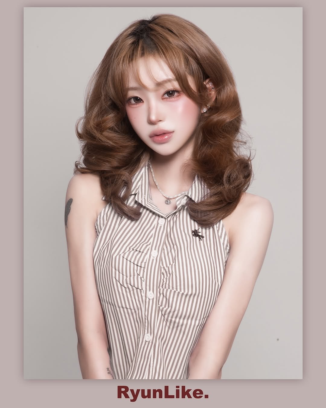 Photo shared by ָ 「 준희 」 on August 06, 2025 tagging @moooonmoony, @i_can_doi.t, and @ryunlike. May be an image of 1 person, hair, makeup, poster and text that says 'RyunLike.'.
