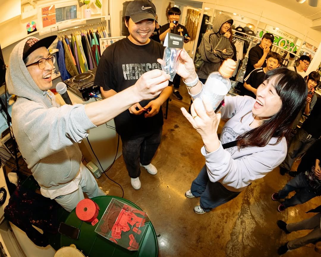 Photo shared by LOOK BEYOND on April 23, 2025 tagging @yee_comefunny, and @1_euro_projects. May be an image of 6 people, skateboard and text.