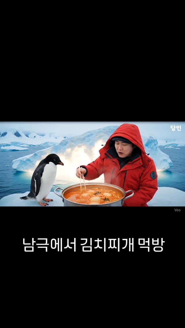 1boonnews 게시물 이미지: 남극에서 김치찌개 먹방
#ai영상 
#남극펭귄