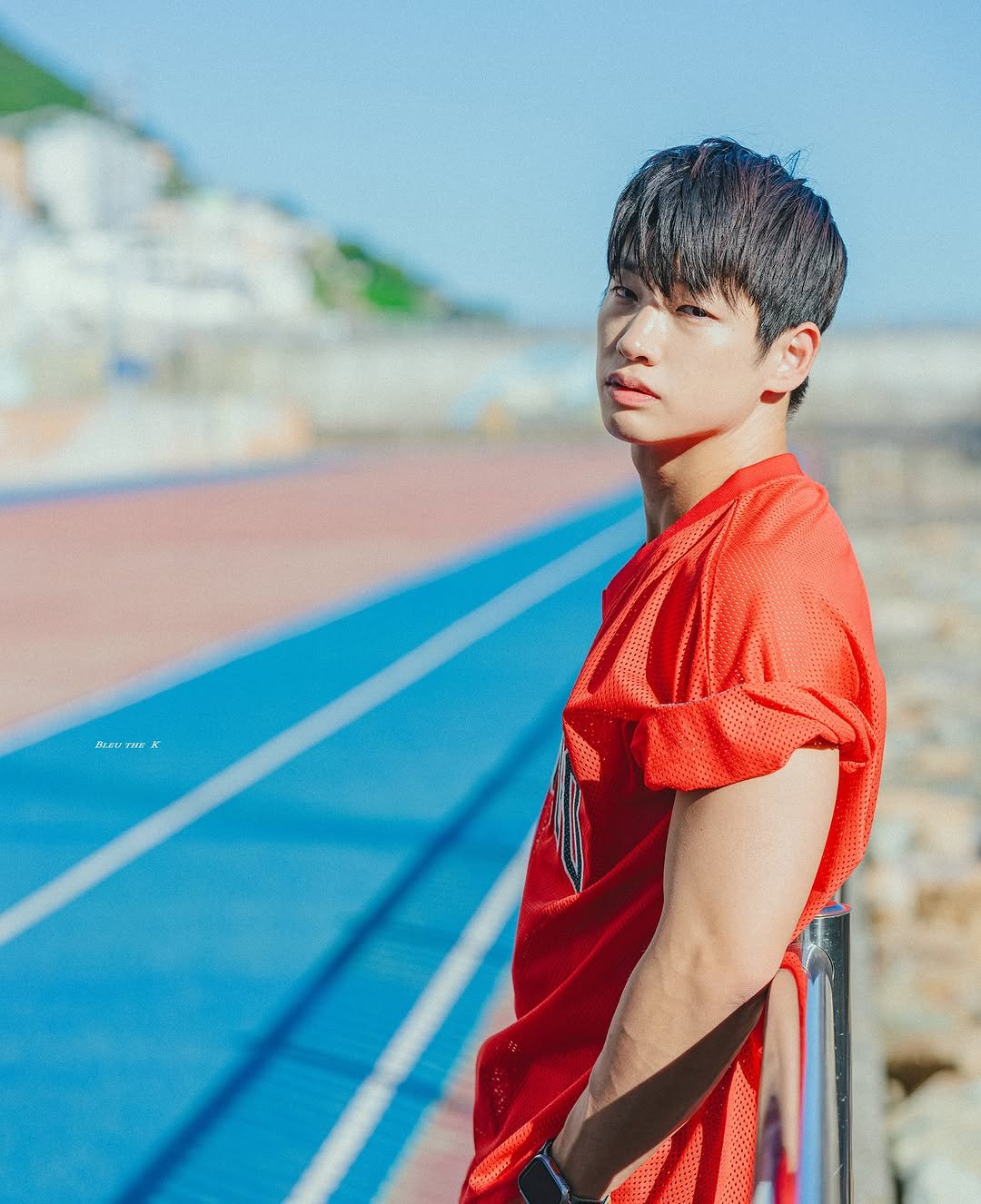 Photo shared by 김예현 on August 10, 2025 tagging @bleu_the_k. May be an image of 1 person, playing football, sportswear, outdoors and text.