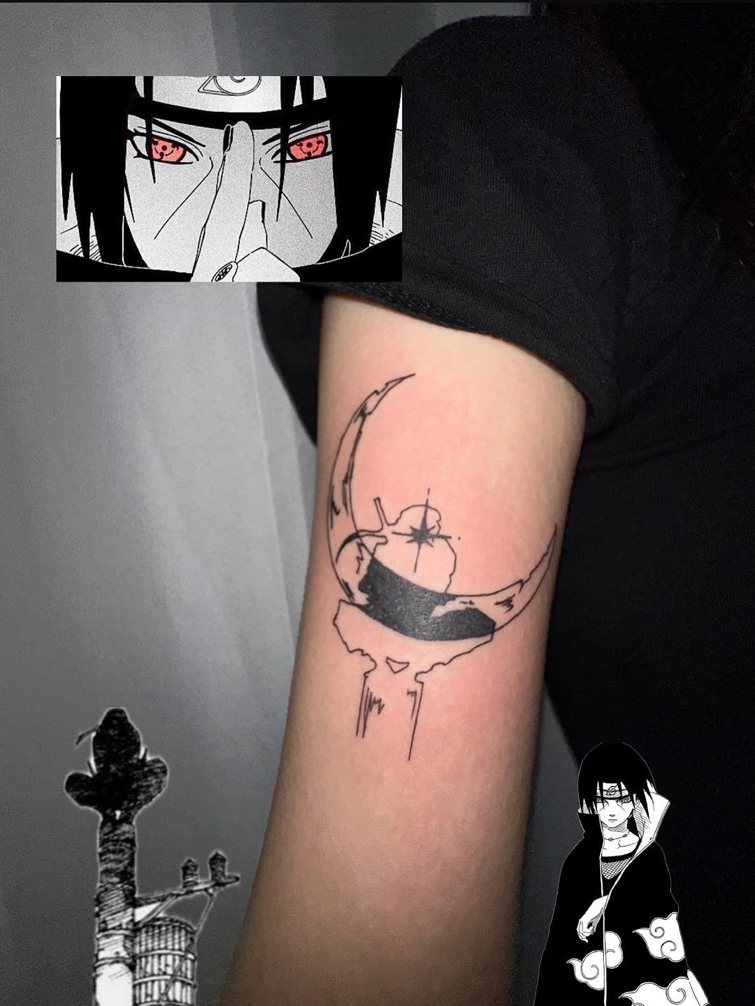 Photo by 이타투 ★ kitsch • オタク tattoo on January 04, 2026. May be an illustration of one or more people, henna, tattoo, skull and text.