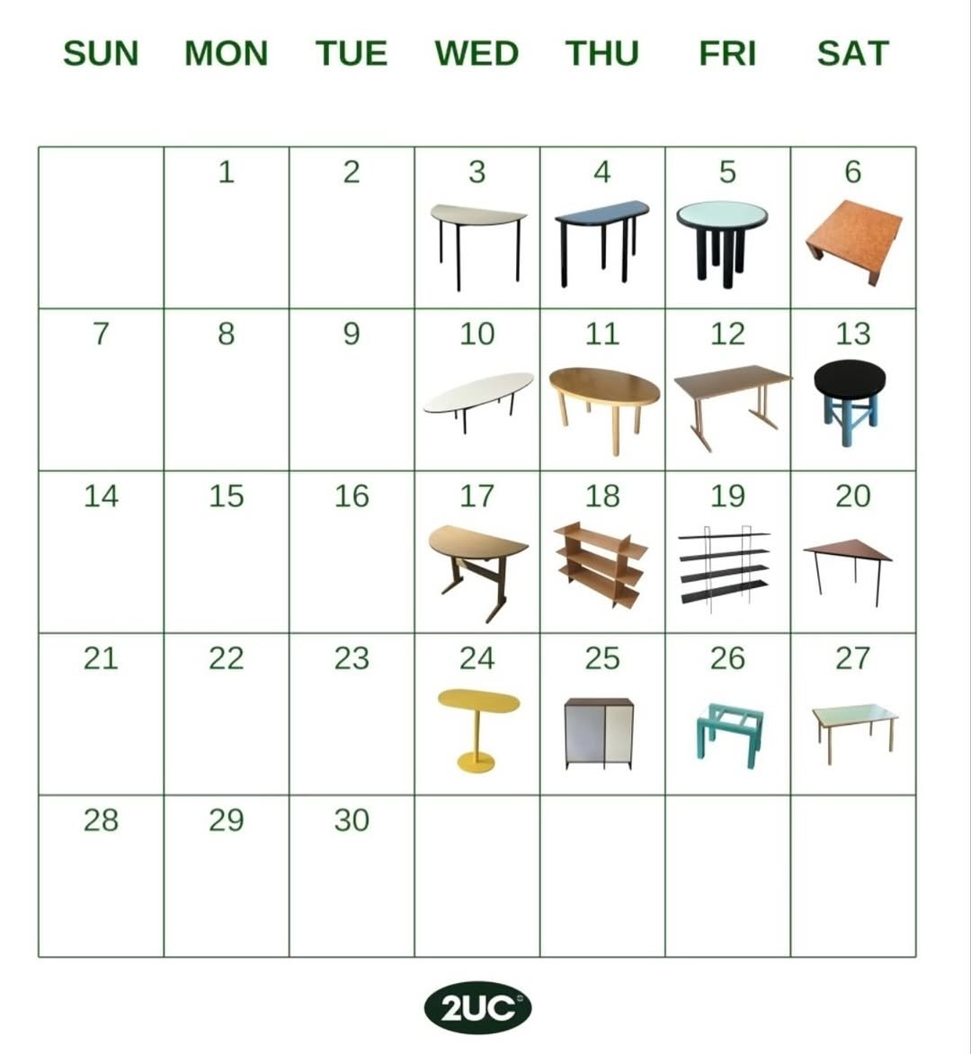 Photo by 2UC inc. on September 02, 2025. May be an image of step stool, calendar, crossword puzzle, chair and text that says 'SUN MON TUE WED THU FRI 1 SAT 2 6 7 8 3 5 기ㅠ피 10 11 12 9 13 14 15 16 17 চत्र 18 19 20 21 22 23 25 26 24 T 27 27 28 29 30 2UC'.