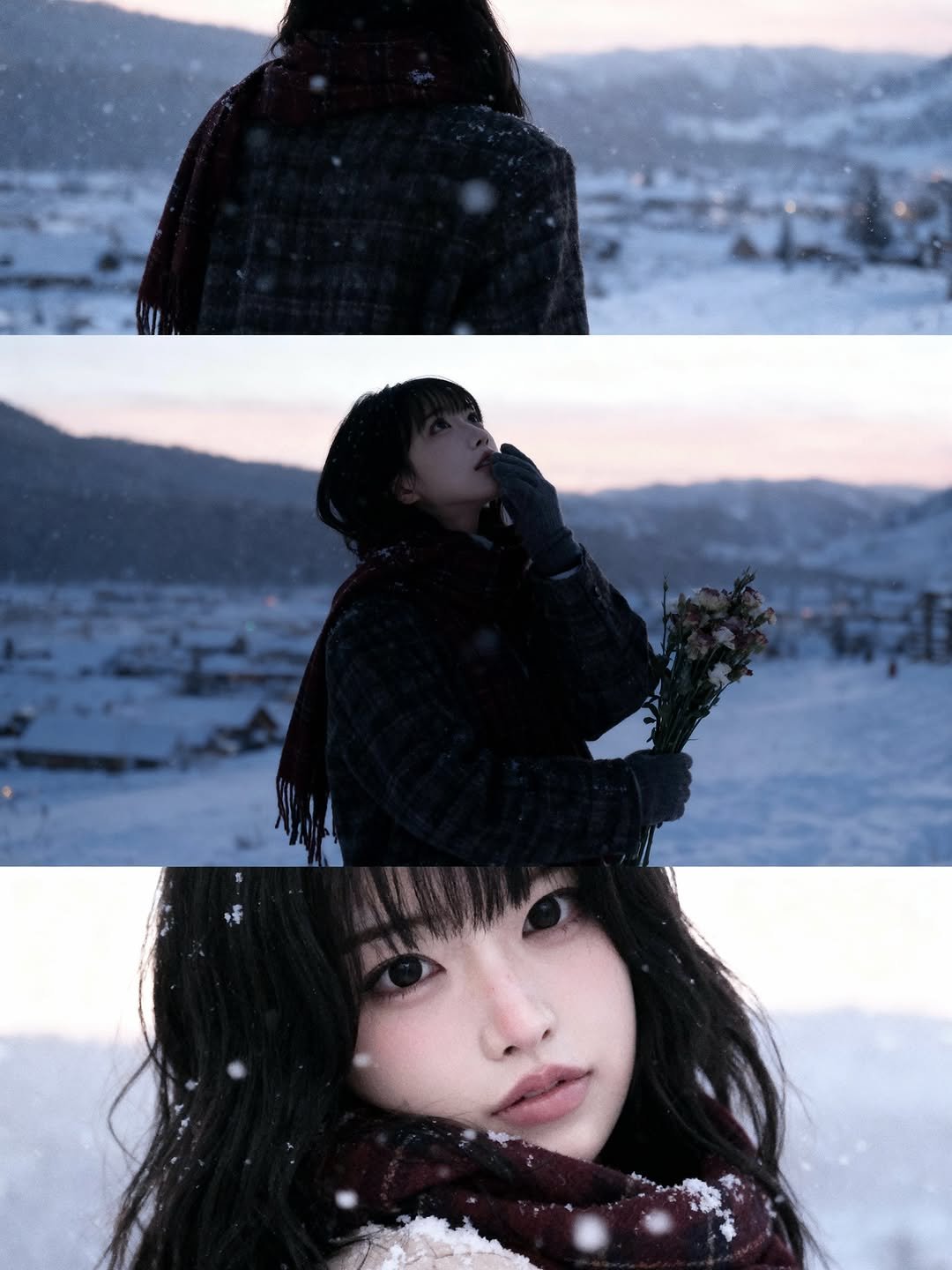 Photo shared by 강비 on October 30, 2025 tagging @beautycam.kr. May be an image of one or more people, hair, duffle coat, goosedown coat, parka, outdoors and text.