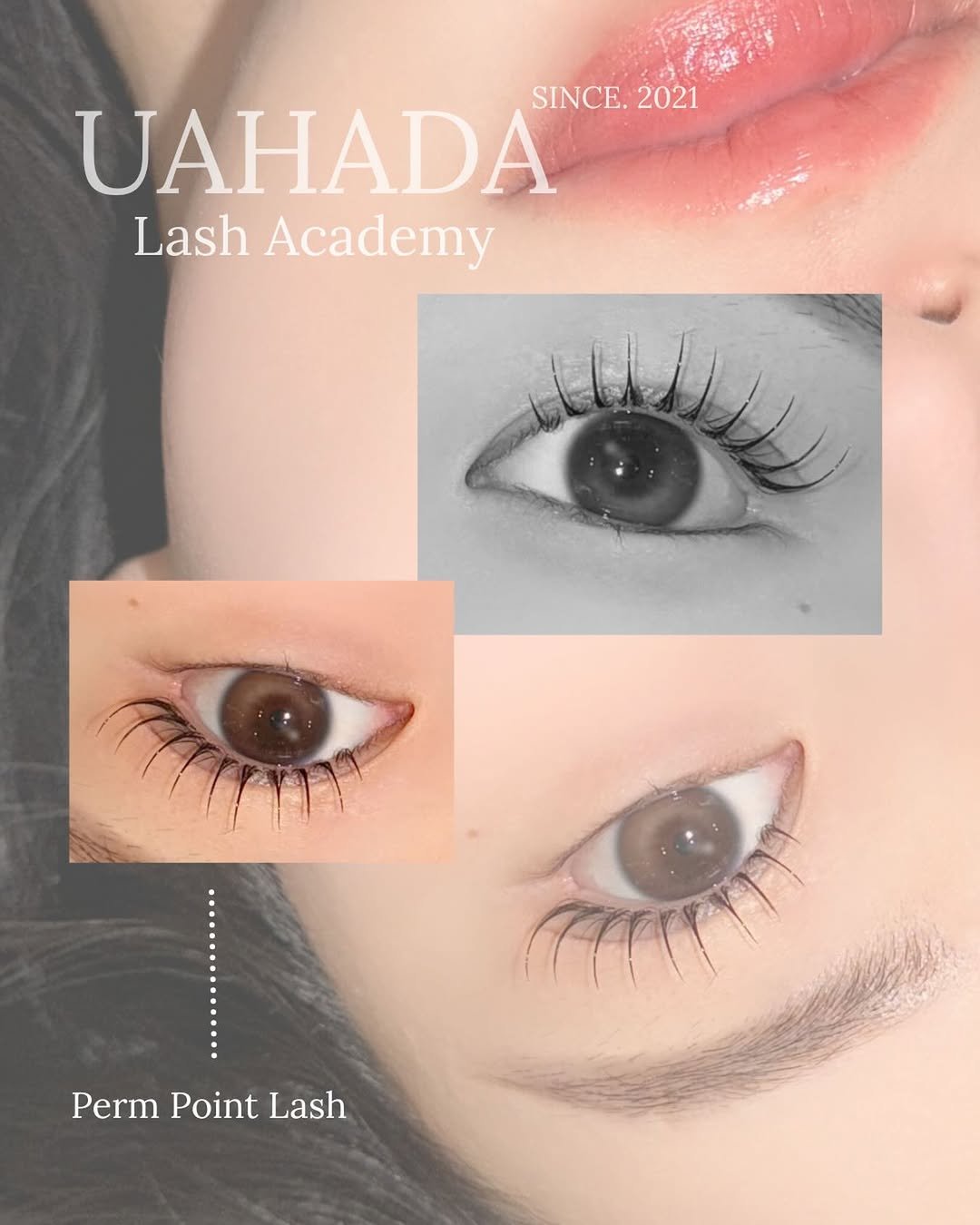 Photo shared by 속눈썹수강 속눈썹연장수강 광주속눈썹 디자인연장수강 광주속눈썹수강 우아하다 원장 on April 20, 2026 tagging @lash_plus_kr. May be an image of one or more people, eyeliner and text that says 'SINCE. Ce.2021 2021 UAHADA Lash Academy Perm Point Lash'.