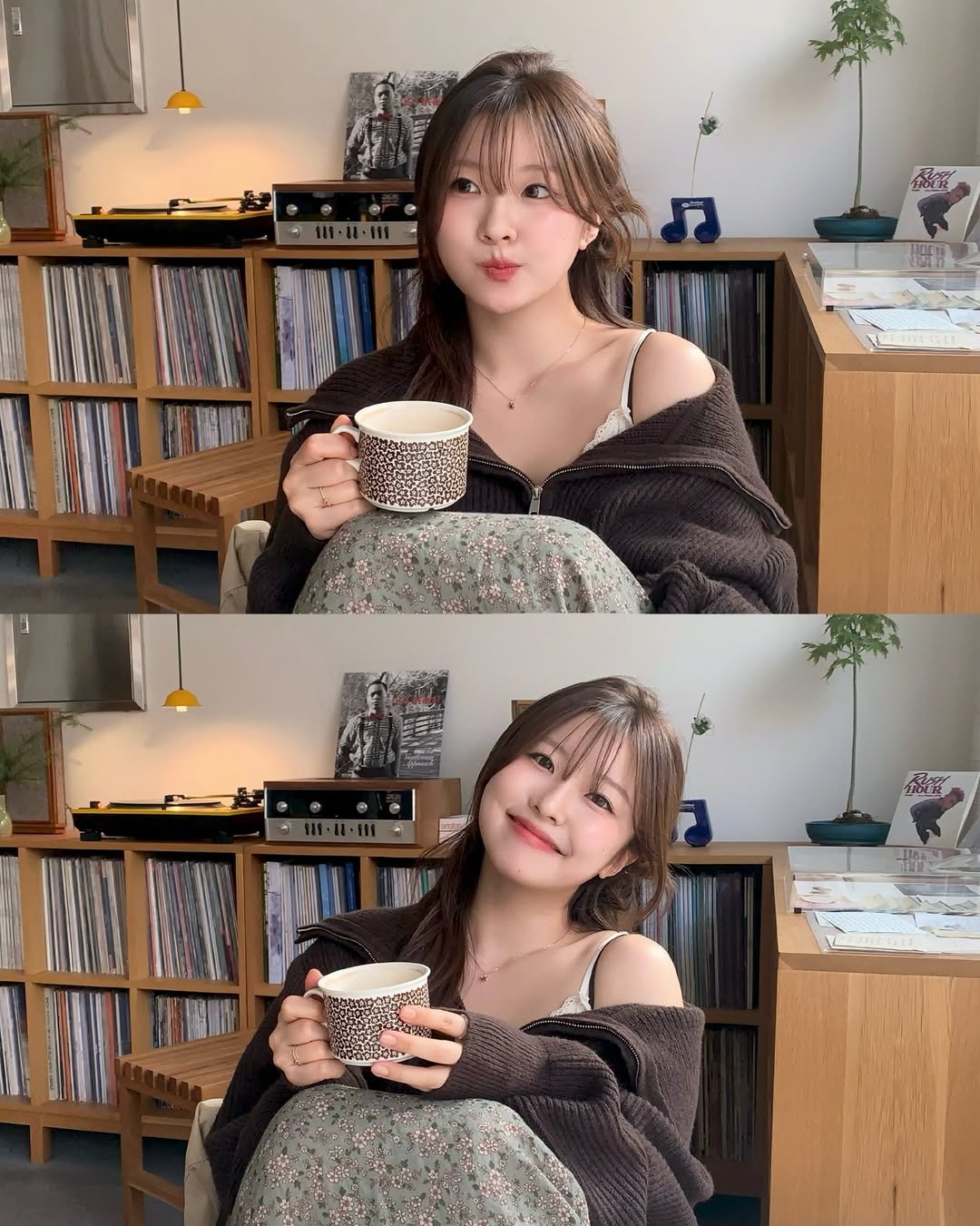 Photo by 나히 on February 20, 2026. May be an image of one or more people, hair, tea and text.