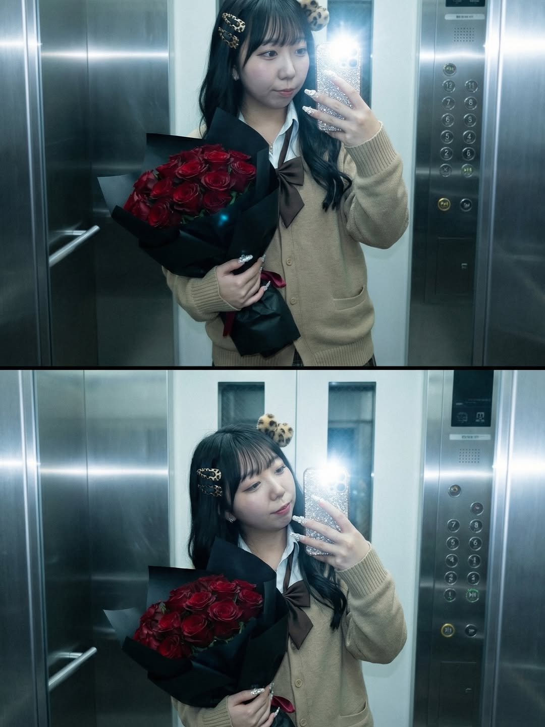 Photo by 남쪽구슬 | 키작녀 패션 데일리룩 | 똥손 뷰티 모공부자 on March 01, 2026. May be an image of prairie gentian, baby's-breath, rose and text.