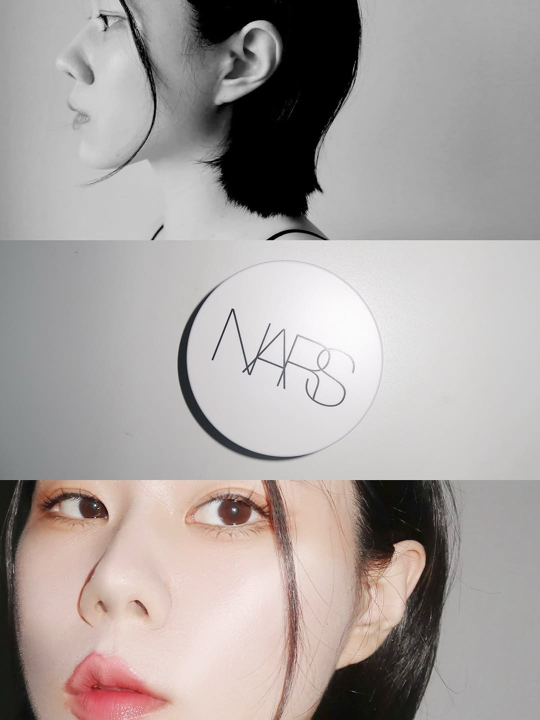 Photo shared by 패션 뷰티 아붐🍰ahboom on October 28, 2025 tagging @narscosmeticskorea, and @r.lux_official. May be an image of one or more people, makeup, lipstick, hair and text that says 'NAS'.
