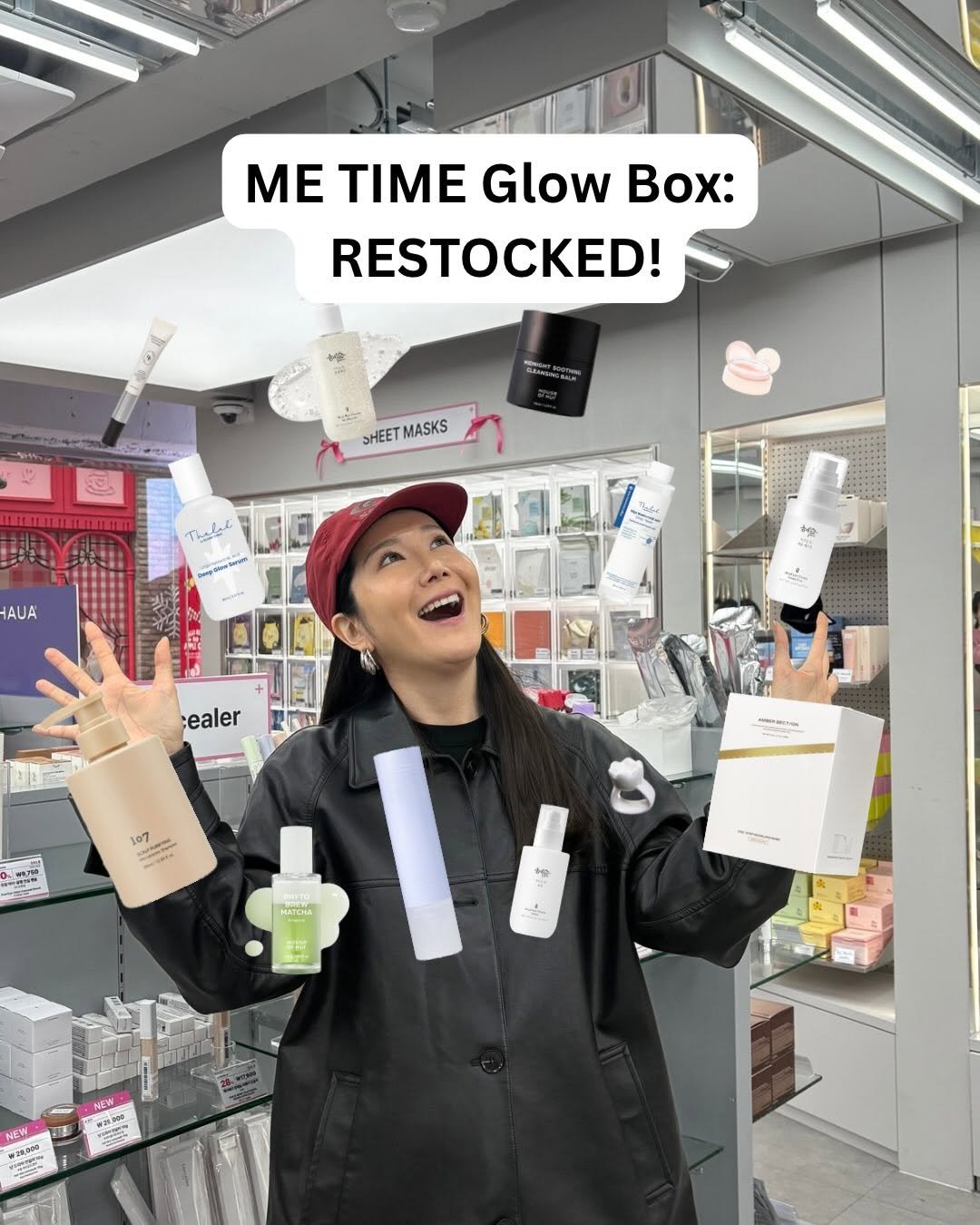 Photo shared by 조성은 Euniunni 유니언니 on February 12, 2026 tagging @thelabbyblancdoux, @107beauty_global, @hemekoglobal, @aoucosmetics, @glowishere, @houseofhur_official, @hauaskin, @heveblue_global, @ambersection, and @hesulkorea. May be an image of one or more people, makeup, hand cream, water bottle and text.