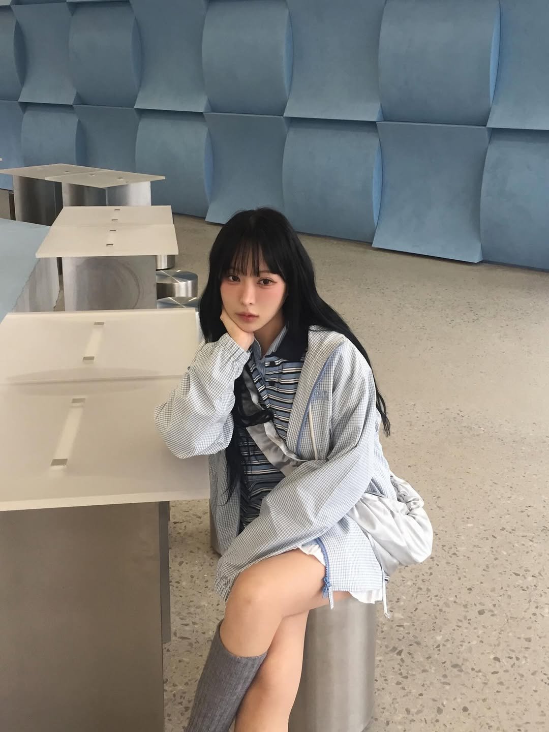 Photo shared by hee🍎 가이 on February 12, 2026 tagging @cgp_kr. May be an image of one or more people, hair, miniskirt and text.