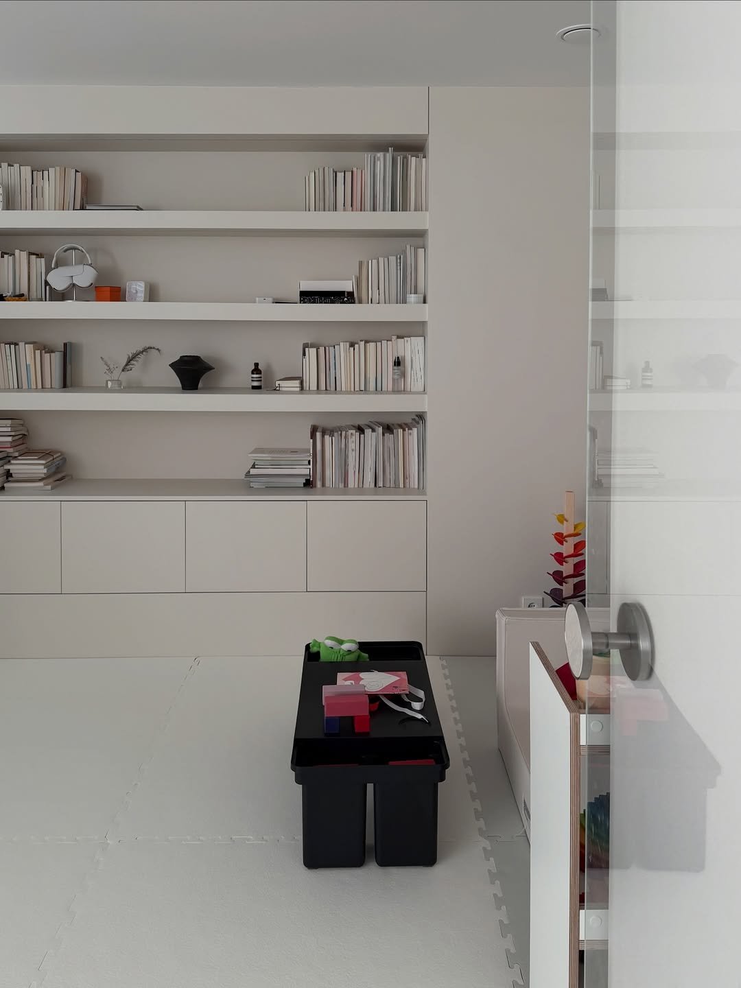 Photo shared by Jin on February 08, 2026 tagging @jeudart. May be an image of shelf, rack, furniture, indoors, sliding door and text.