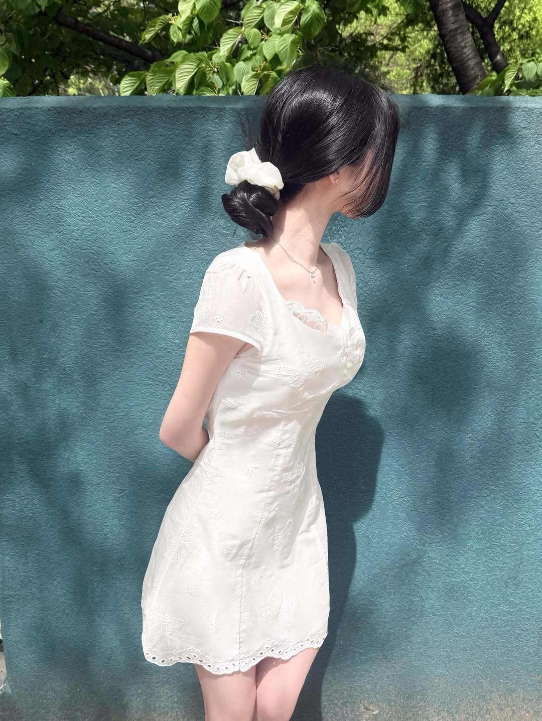 Photo shared by 정민 / 쉐입아워 on April 17, 2026 tagging @shape.our. May be an image of one or more people, braids, dress, sundress, white lily and text.