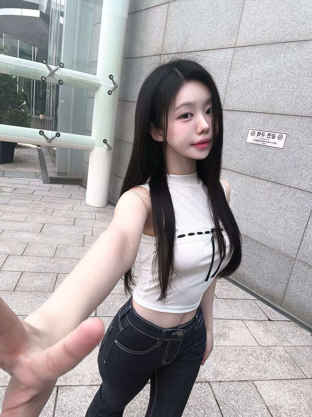 Photo shared by 정민 / 쉐입아워 on April 12, 2026 tagging @shape.our. May be a selfie of one or more people, long hair, top and text.