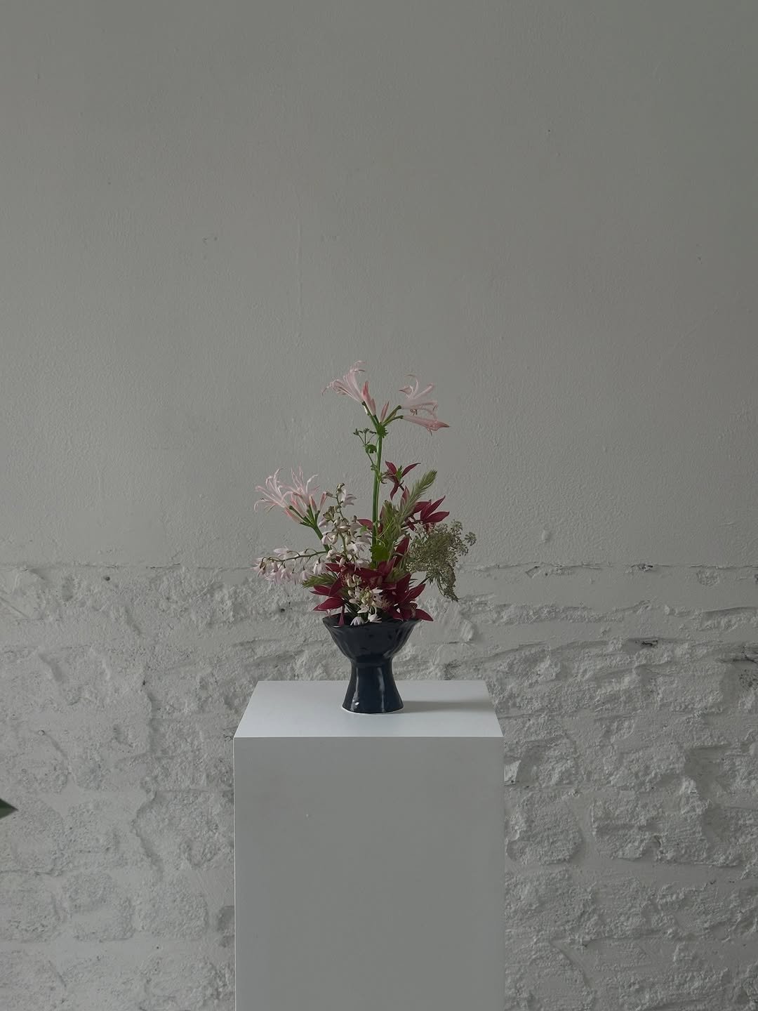 Photo by Misung on March 01, 2026. May be an image of vase, flower arrangement, prairie gentian, toad lily, baby's-breath, lily of the Nile, carnation and text.