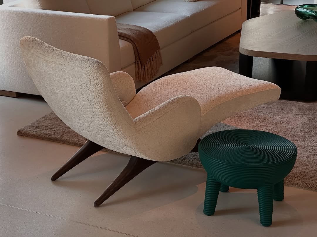 Photo by Yoontae Bang on December 20, 2025. May be an image of table, footstool, ottoman, chair, chaise lounge, armchair, indoors and text.