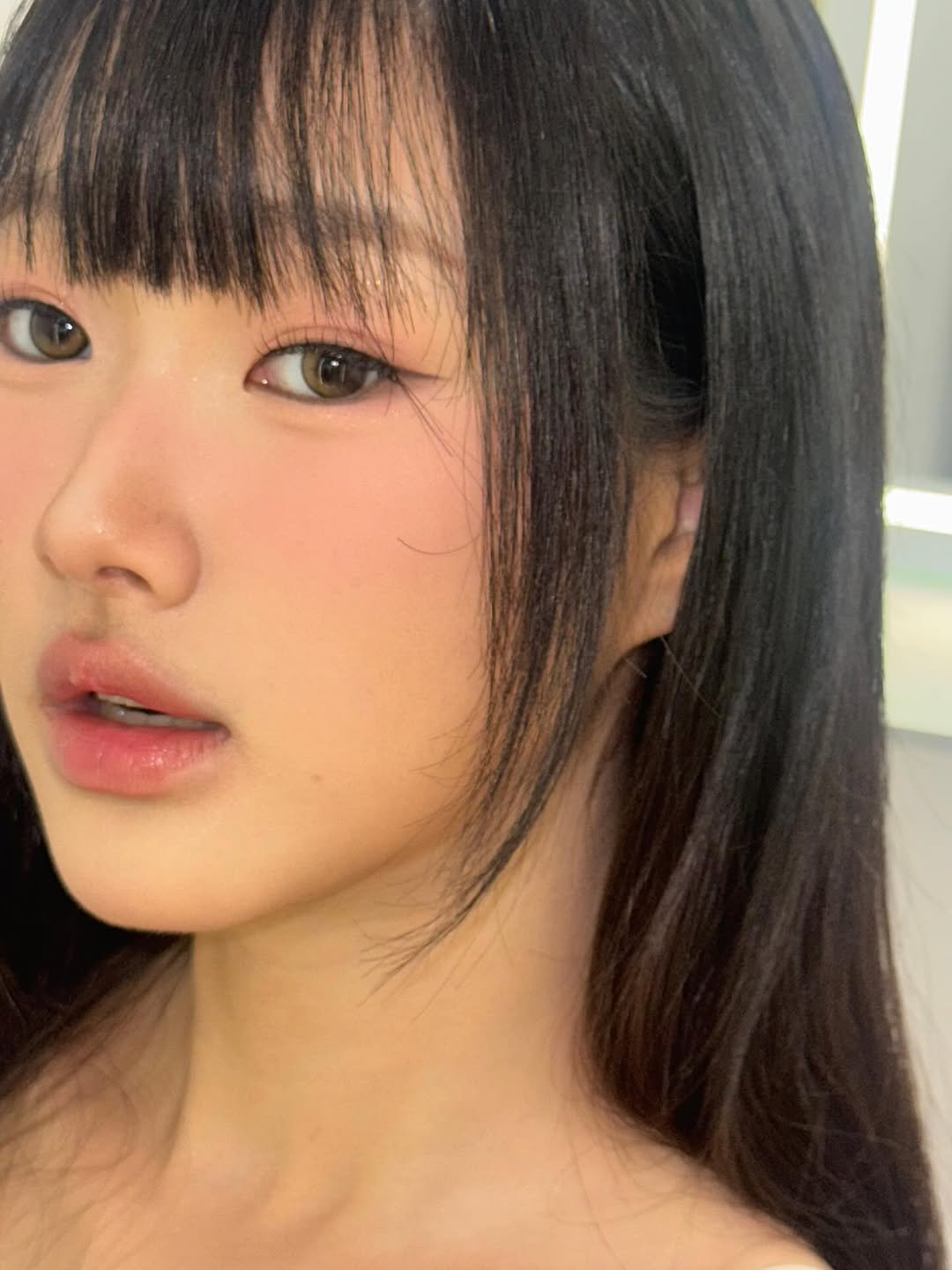Photo by Julie 시연 on August 17, 2025. May be a closeup of 1 person, bangs, makeup, eyeliner and text.