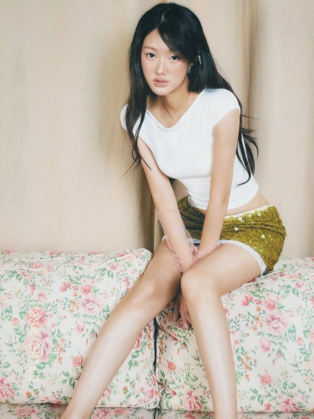 Photo by Julie 시연 on August 16, 2025. May be an image of 1 person, hair, shorts, miniskirt and text.