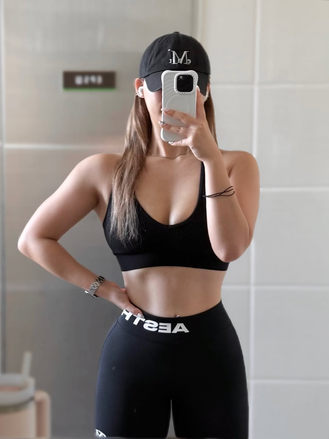 Photo shared by 희수 on November 03, 2025 tagging @mihk_official. May be an image of activewear, tights, sportswear, sweatpants and text.