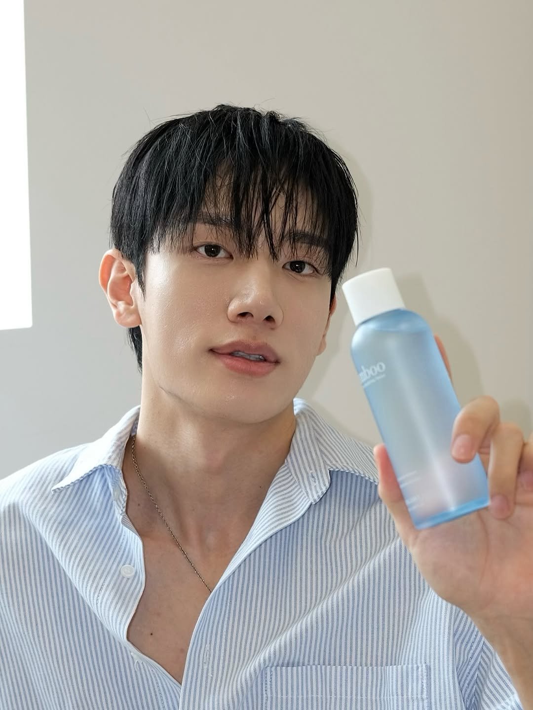 Photo shared by 김현중 on June 09, 2025 tagging @bergamoglobal. May be an image of hair product, lotion and text that says 'hoo'.