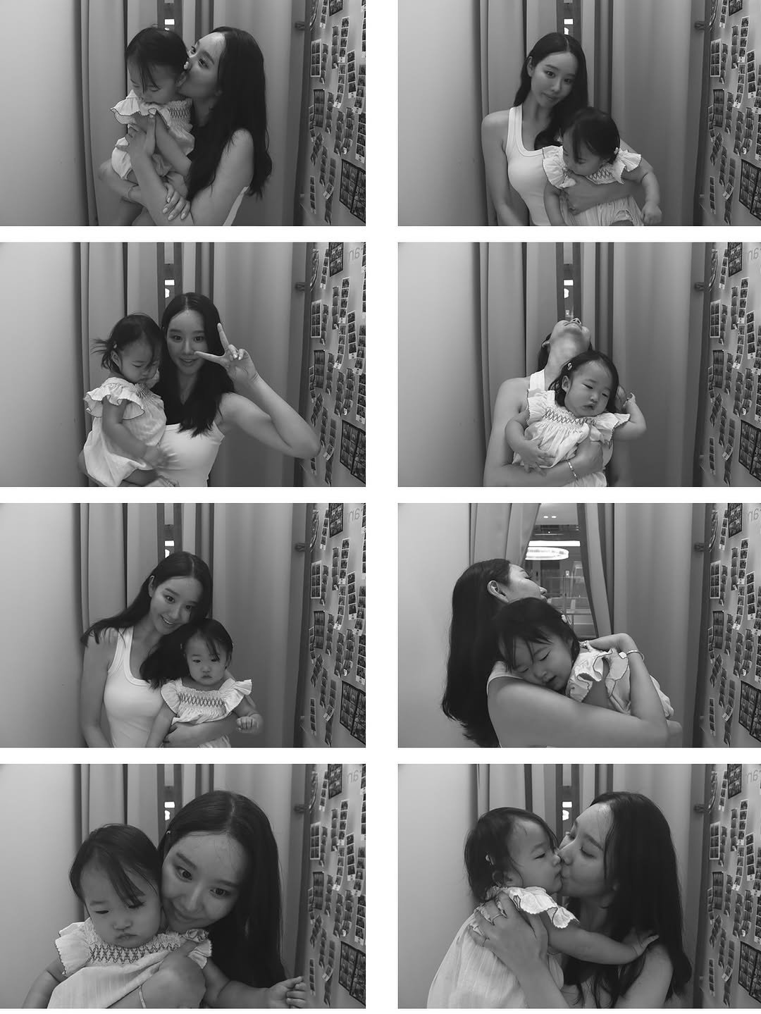 Photo by 최서안 on August 04, 2025. May be a black-and-white image of 13 people, baby, people kissing and text.