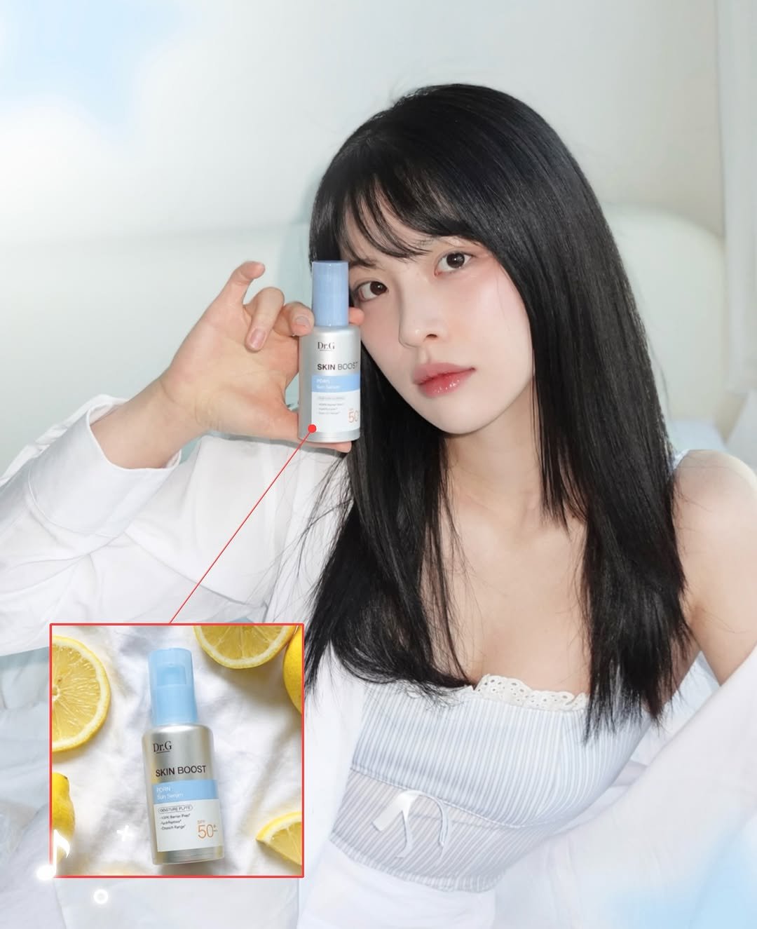 Photo shared by 내링 ネリン on February 26, 2026 tagging @dr.g_official. May be an image of ‎hair product, fragrance, lotion and ‎text that says '‎Drti SKIN SKINE SKINBOOS BOOE DrG SKIN BOOST WOR ب N 50‎'‎‎.