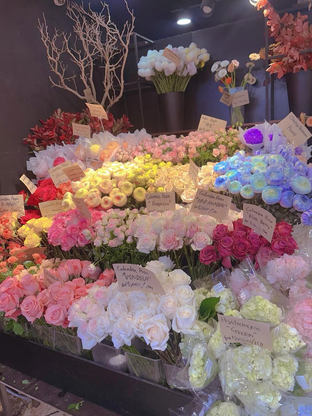 Photo by 영은 on January 06, 2026. May be an image of bouquet, flower arrangement, prairie gentian, baby's-breath, peony, rose and text.