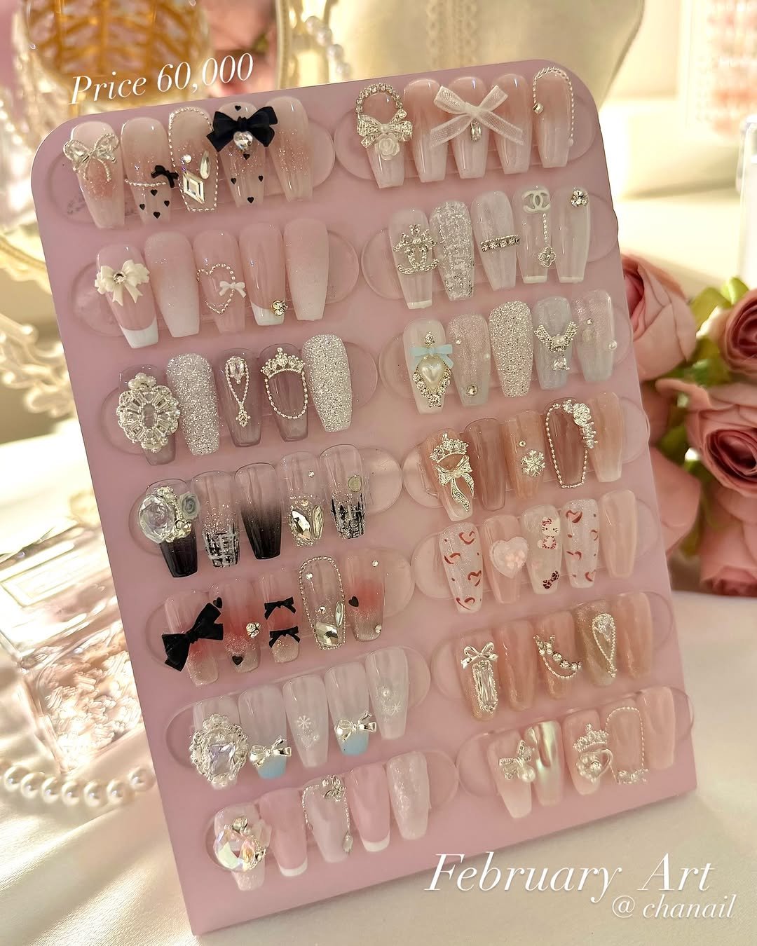 Photo by 강남네일 | 역삼네일 | 양재네일 | 강남점 CHANAIL on February 01, 2026. May be an image of one or more people, fingernails and text that says 'Price Price60,000 60, ,000 株容放 GC เ 20 February @ chanail Art'.