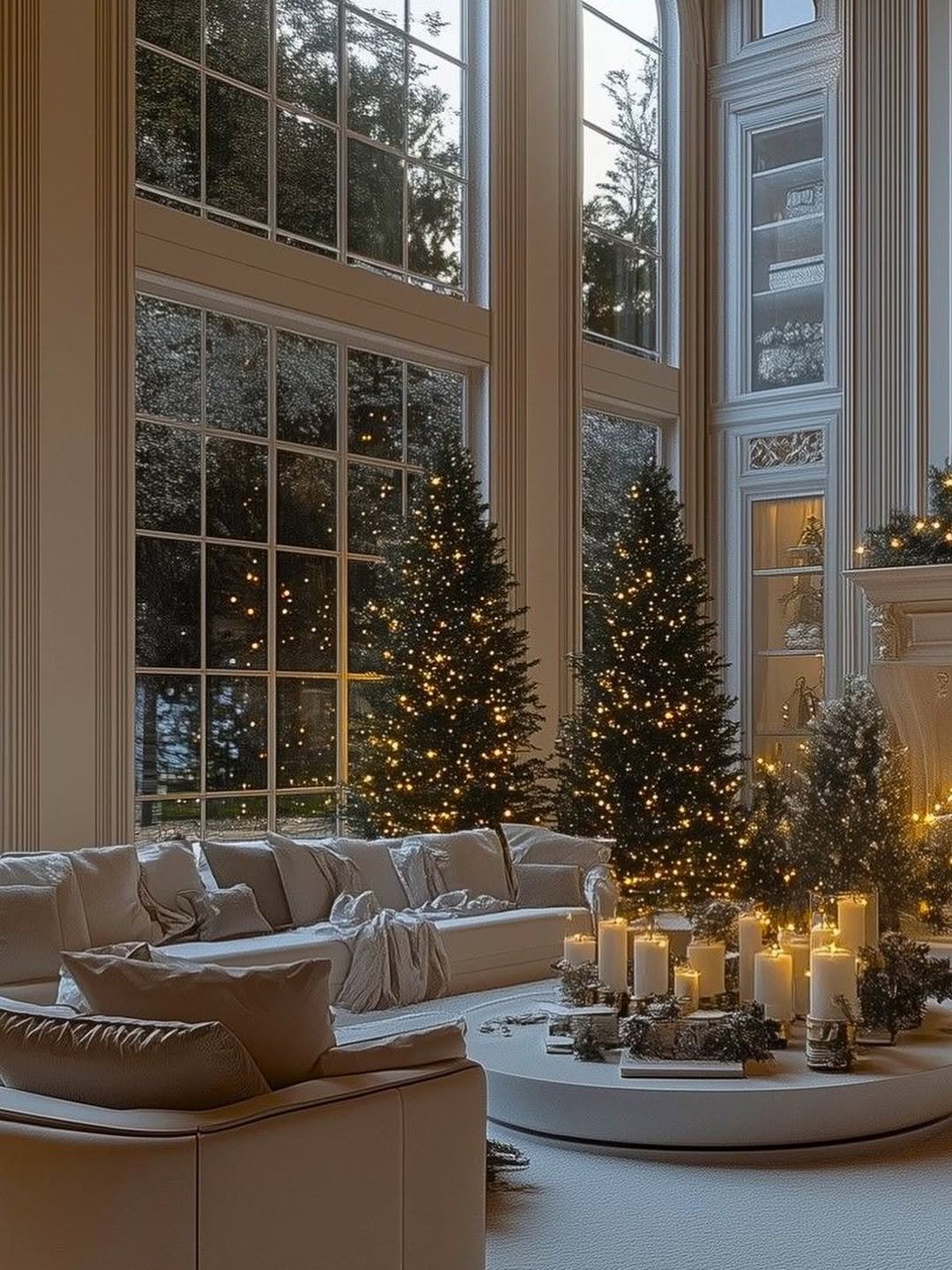 Photo by 수원네일 | 수원역네일 | 수원역 본점 • CHANAIL 샤네일🤎 in 수원역 로데오거리. May be an image of christmas tree, lighting, sofa, fireplace, living room, indoors, window and text.