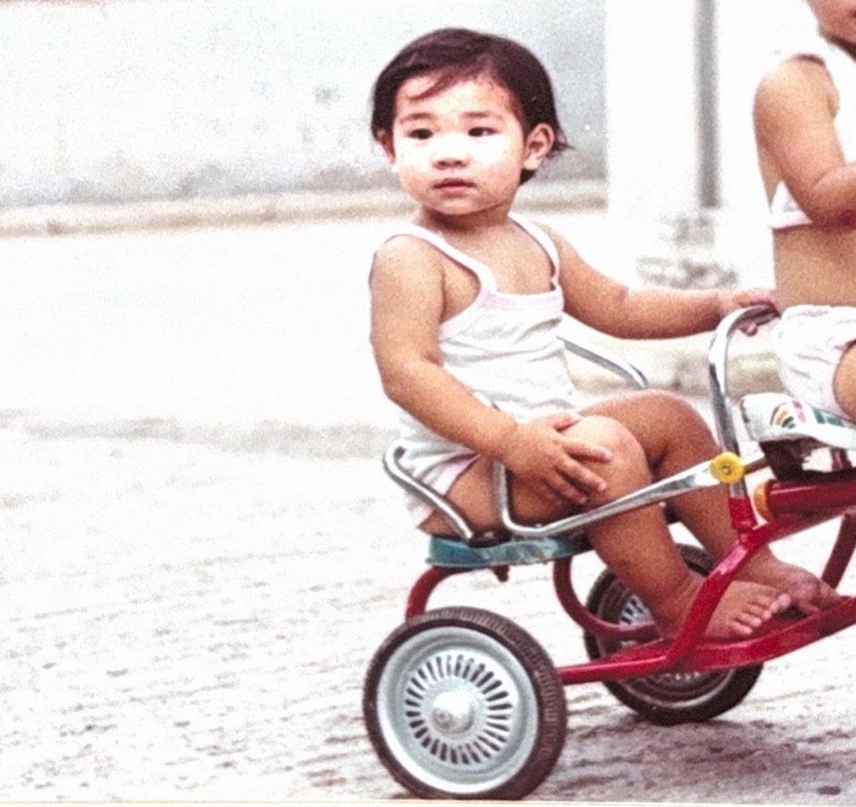 Photo shared by @seobangeee on December 26, 2025 tagging @__ralral__. May be an image of baby, bicycle, diaper, scooter, street and text.