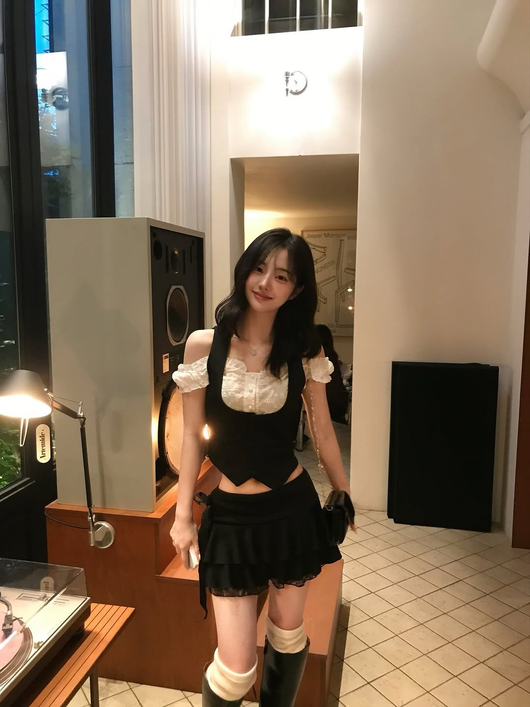 Photo by 소이 on August 22, 2025. May be an image of 1 person, dirndl, miniskirt, costume and text.