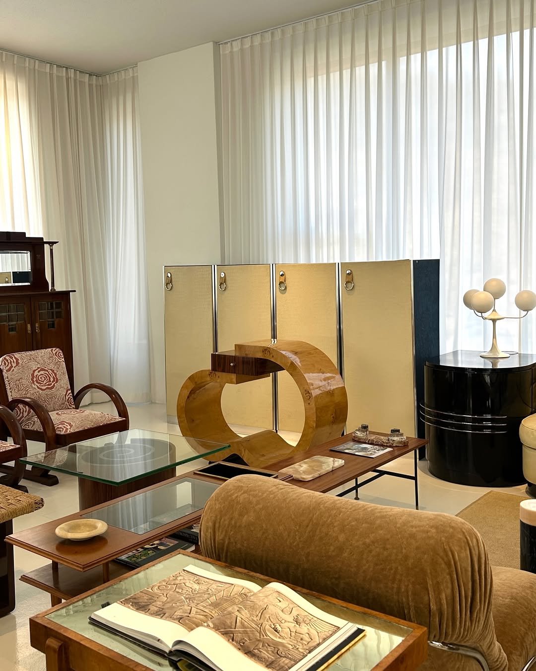 Photo by COLLECTION OF in Collection Of. May be an image of sink, curtains, sofa, chaise lounge, living room, indoors and text.