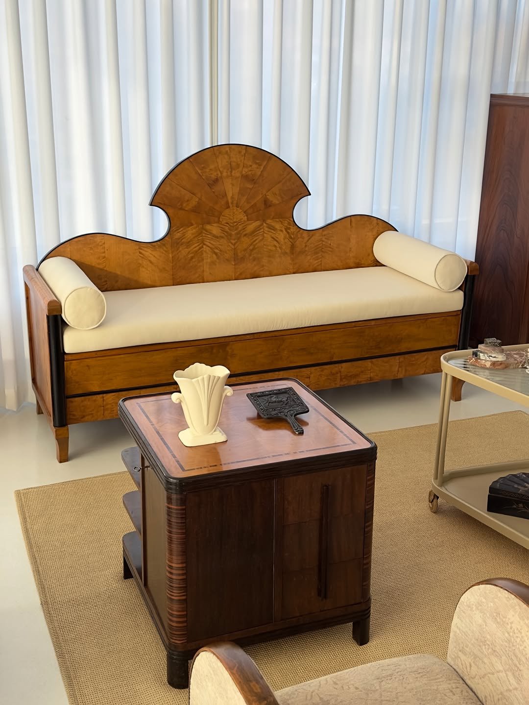 Photo by COLLECTION OF on December 04, 2025. May be an image of bed, sofa, chaise lounge, armchair, indoors and text.