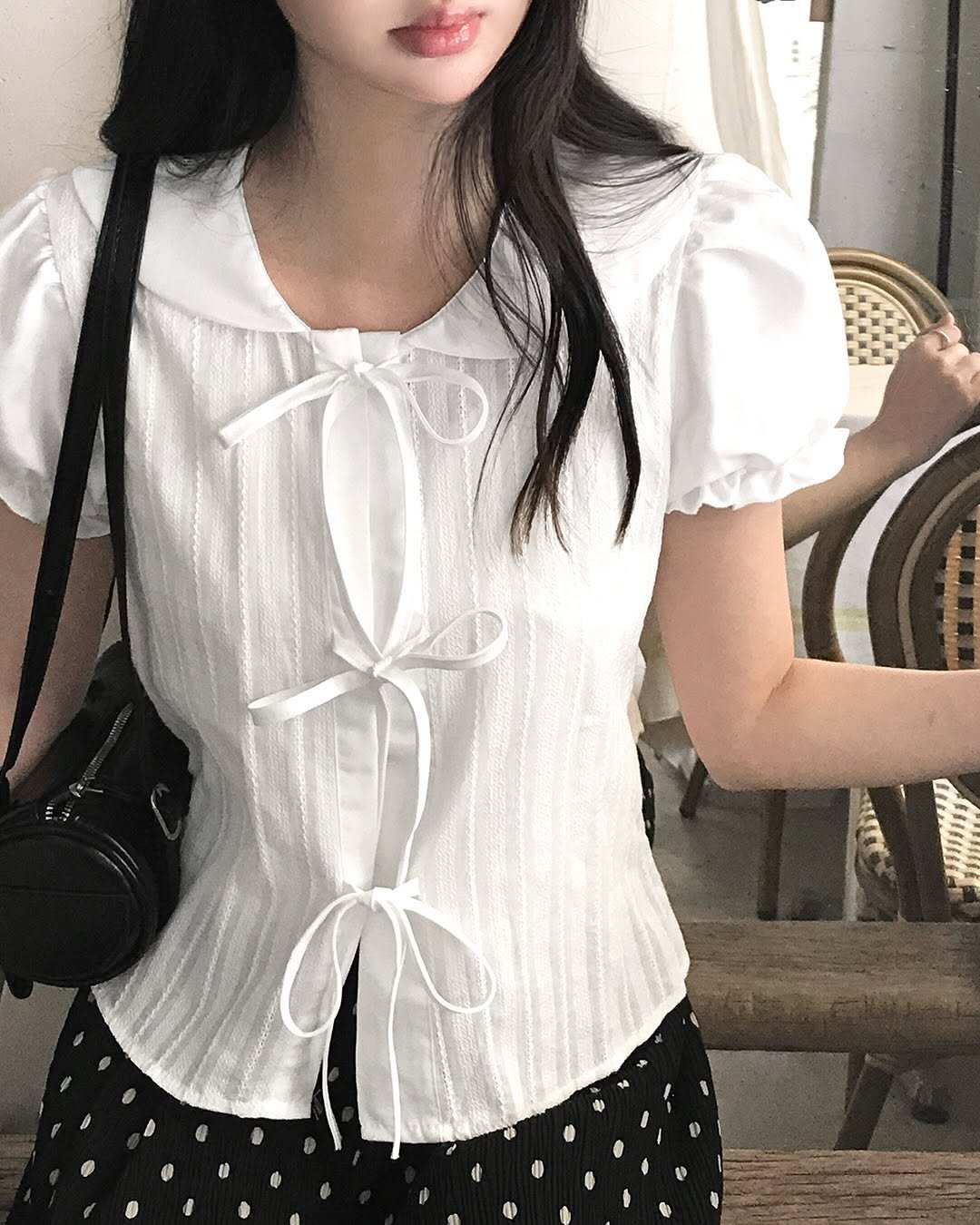 _cream_sugar 게시물 이미지: [펀칭아일렛/리본포인트🎀] 어쿠 카라 프릴 퍼프 블라우스

원하는 코디 모음이...