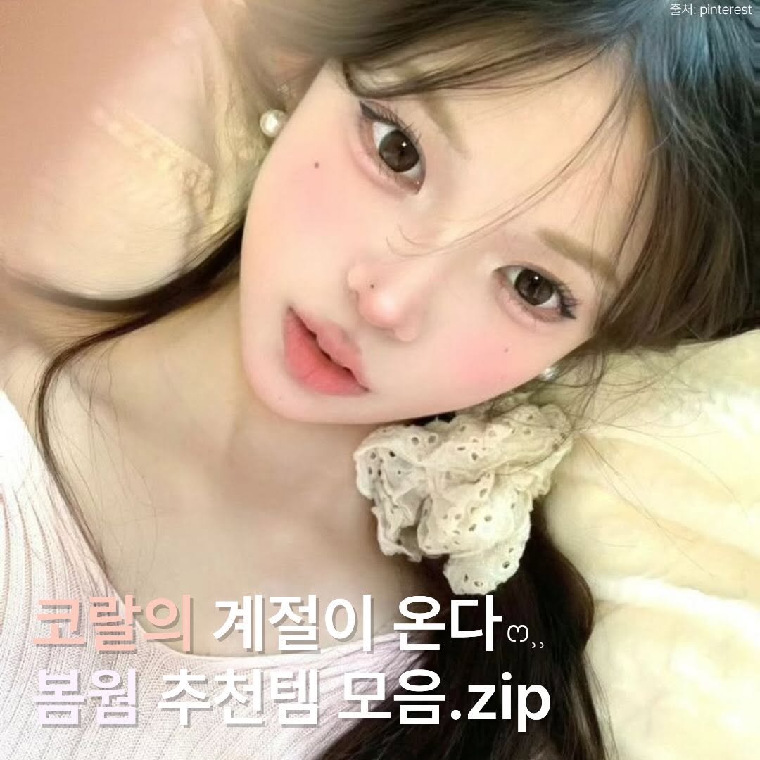 Photo by 겸다미 on March 27, 2026. May be an image of text that says '초처: :pinterest 코람의 ভমাহ 계절이 온다~ 3,, 봄원 볼임추천템모음 추천템 모음 모음.zip zip'.