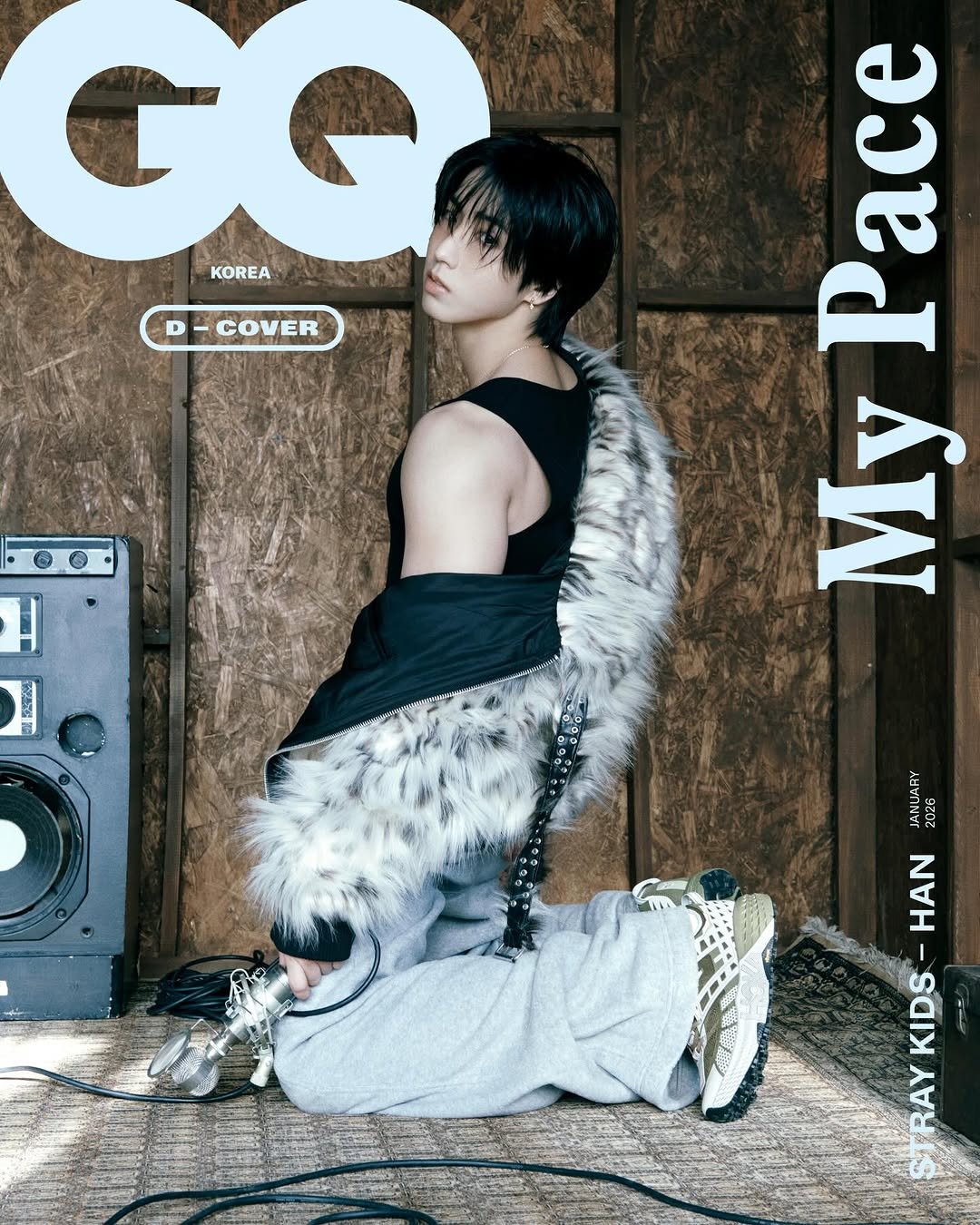 Photo shared by GQ KOREA on December 31, 2025 tagging @realstraykids, @_doolsetnet, and @hoka_kr.