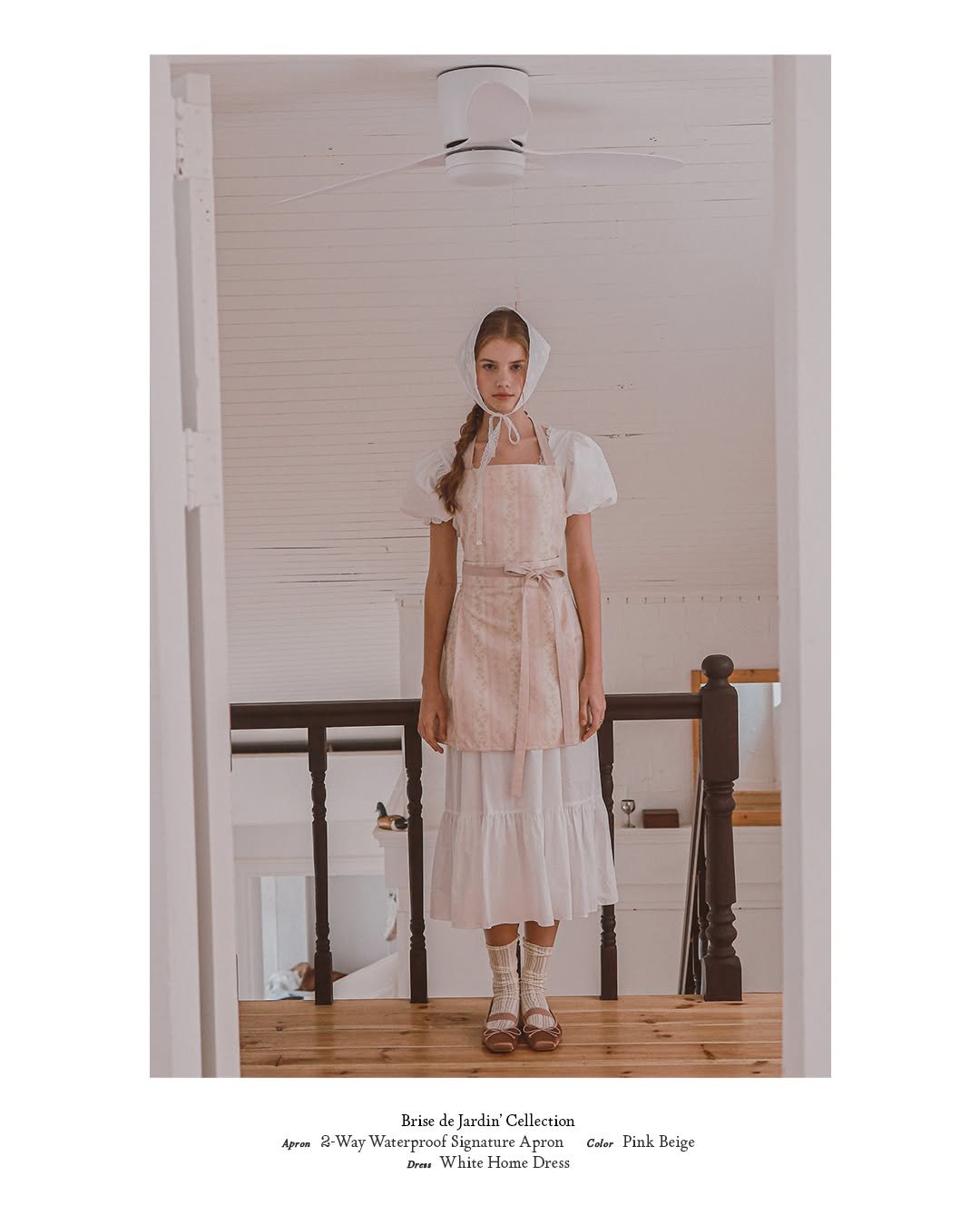 Photo by DUBLEVE 드브르베 on December 22, 2025. May be an image of dress and text that says 'Aprea Brise BrisedeJardin'Cllection de Jardin' Cellection -Way Waterproof Signature r Calor Pink Beige Dree White Home Dress'.