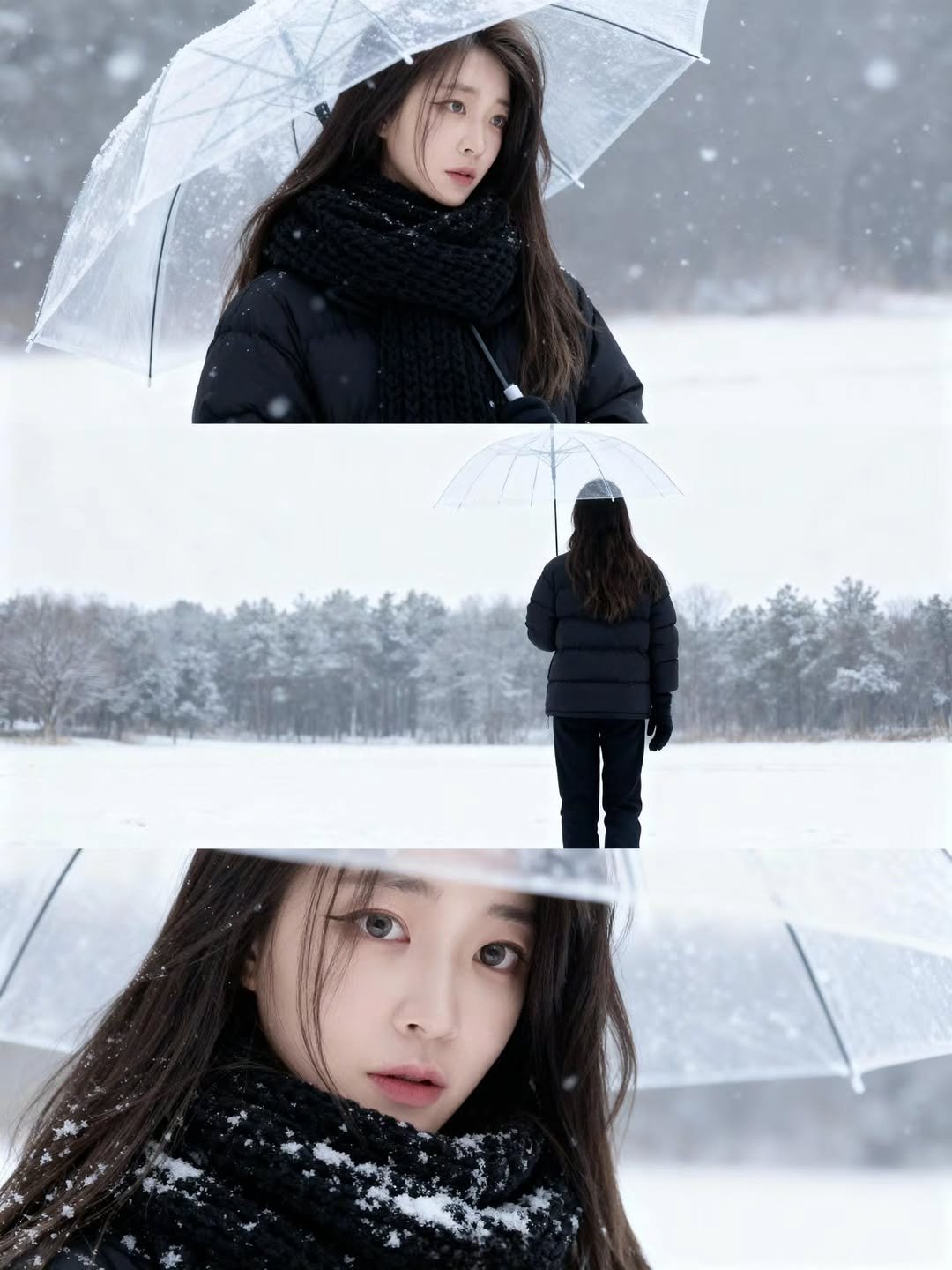 Photo by 핫빈 HOTBIN on October 31, 2025. May be an image of duffle coat, goosedown coat, parka, umbrella and text.