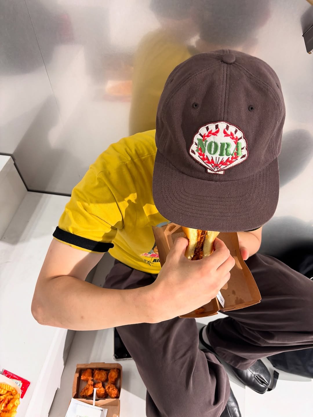Photo shared by 본캐 : 이준혁 | 부캐 : 리제임스 on July 31, 2025 tagging @n0ra_official. May be an image of 1 person, hat and text.