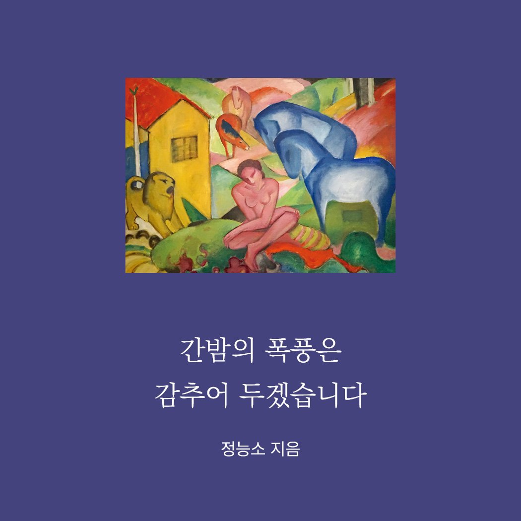 Photo by 메이킹북스 on September 10, 2025. May be an illustration of book and text that says '간밤의 폭풍은 감추어 두겠습니다 정능소 지음'.