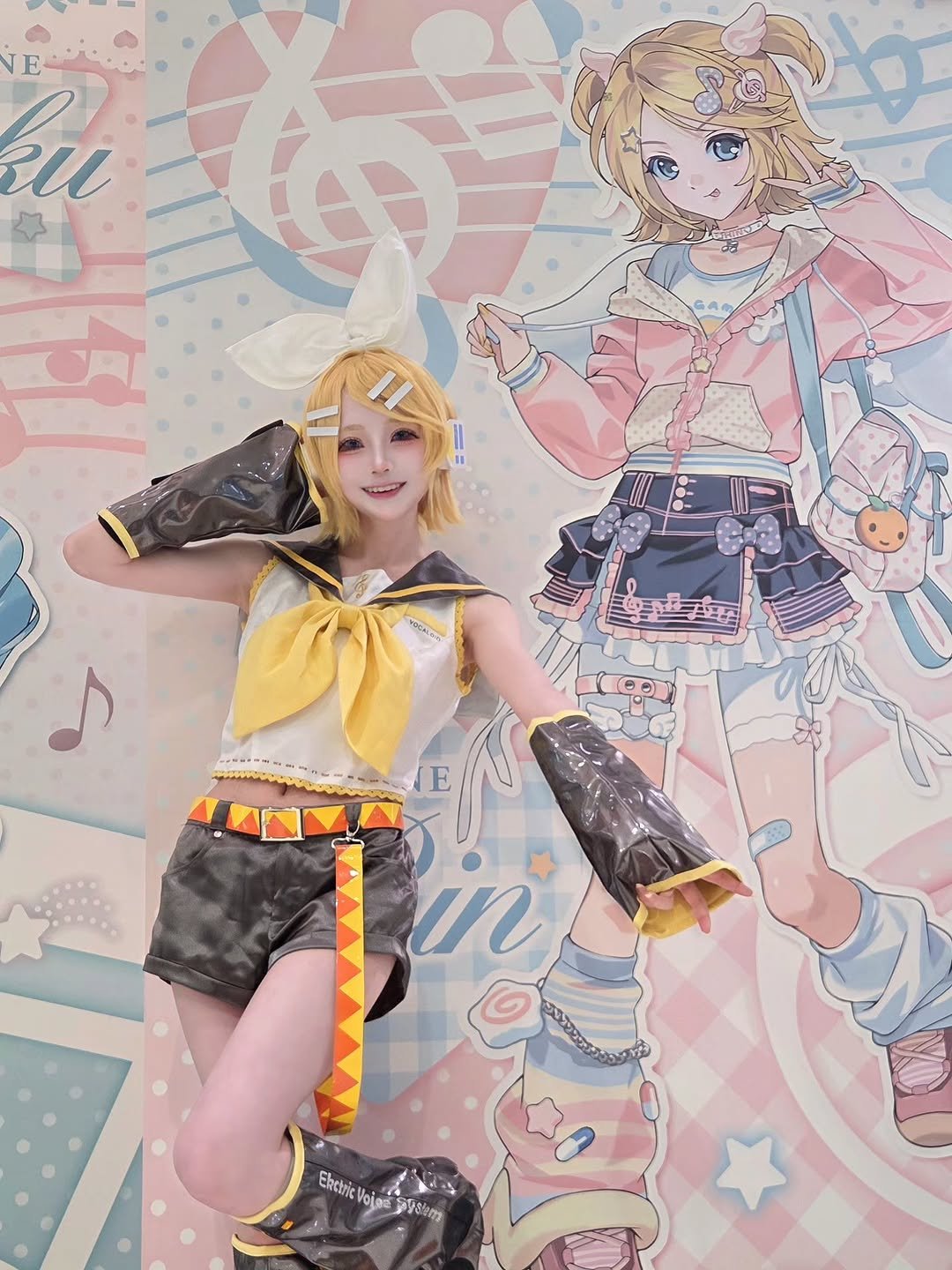 Photo shared by MAYONEZE 마요네즈 on March 21, 2026 tagging @withmuu, and @cfm_mikustagram. May be an anime-style image of miniskirt, costume and text.