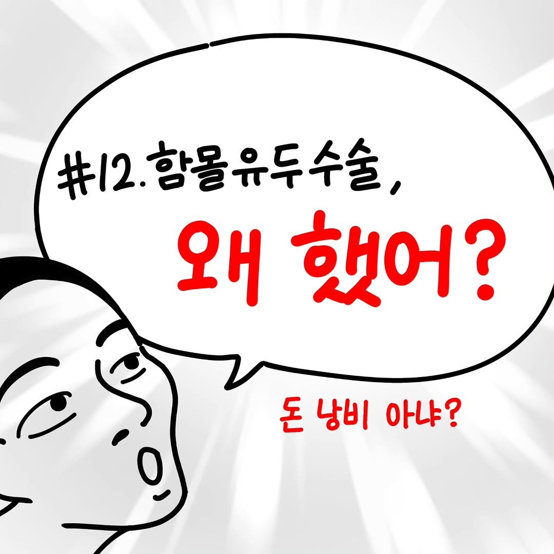Photo by 함유먼지 / 함몰유두인의 인스타툰 on October 03, 2025. May be a doodle of text that says '#12. 12.항몰유두수술, 왜 했어? 돈 낭비 아냐?'.