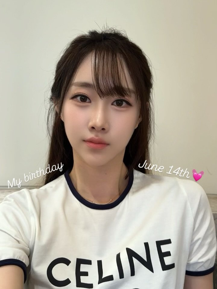 Photo by 모지안 on June 23, 2025. May be an image of 1 person, hair, top and text that says 'My buthday birthday June14th June 14th 1 CELINE'.
