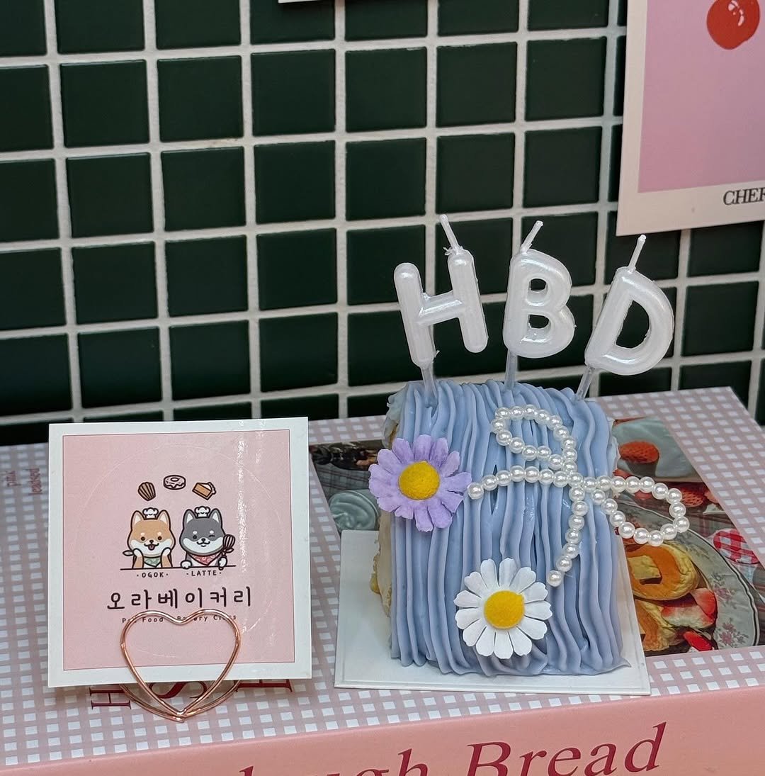 Photo by 오라베이커리 송파 강아지당일케이크 강아지수제간식 in 위례신도시. May be an image of cake, bread, prairie gentian and text.