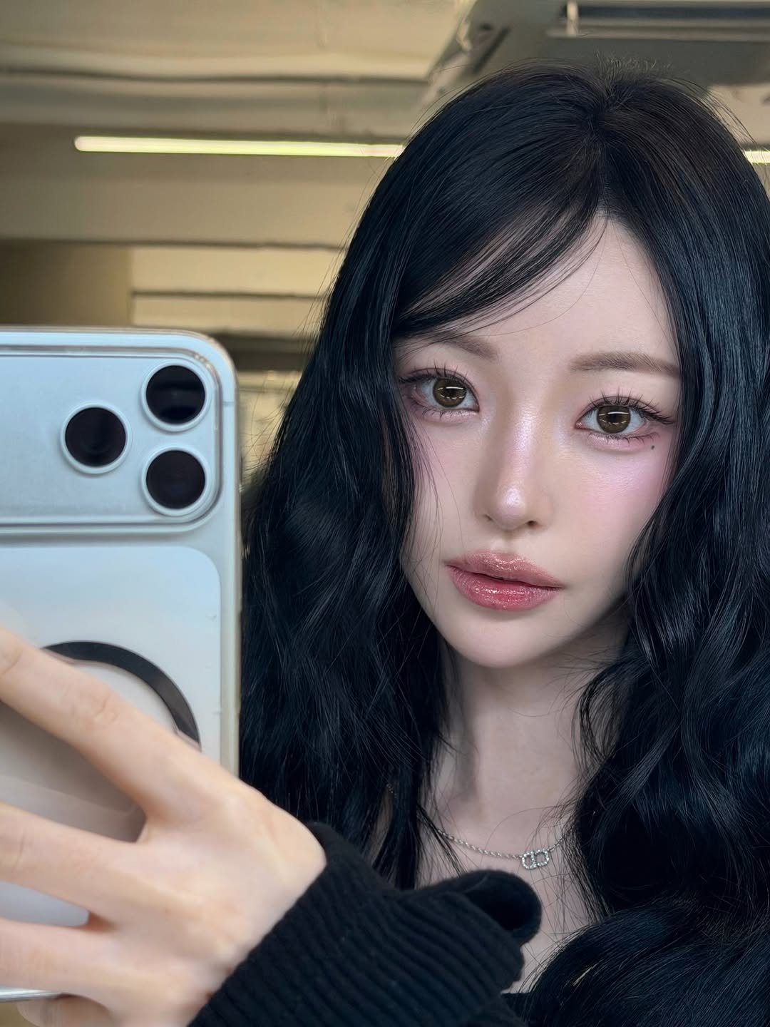 Photo shared by 주연 on February 08, 2026 tagging @winterda_, and @i_can_doi.t. May be a selfie of one or more people, hair, makeup and text.