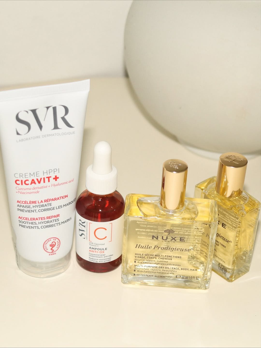 Photo shared by 쎄써미솔트 on September 21, 2025 tagging @nuxekorea, and @laboratoiresvr_kr. May be an image of one or more people, makeup, fragrance, hair product, perfume, hand cream, lotion and text.